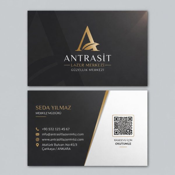 Antrasit Lazer Merkezi Güzellik Merkezi Kartvizit Tasarımı