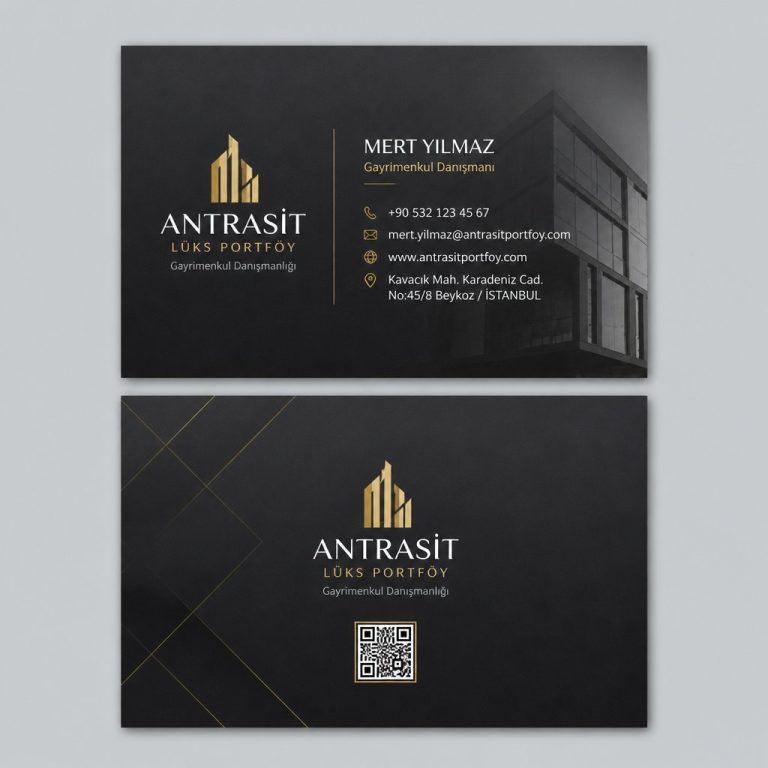 Antrasit Lüks Portföy Emlak Danışmanı Kartvizit Tasarımı