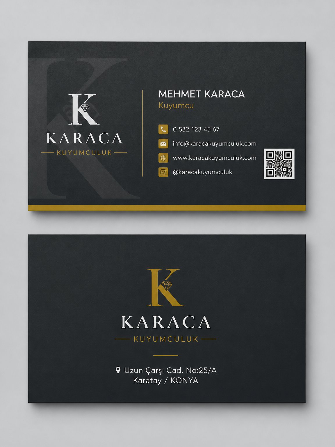 Antrasit Modern Kuyumcu Kuyumcu Kartvizit Tasarımı 1 Antrasit Modern Kuyumcu Kuyumcu Kartvizit Tasarımı