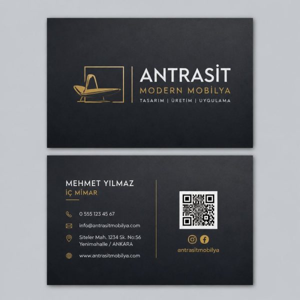 Antrasit Modern Mobilya Mobilyacı Marangoz Kartvizit Tasarımı