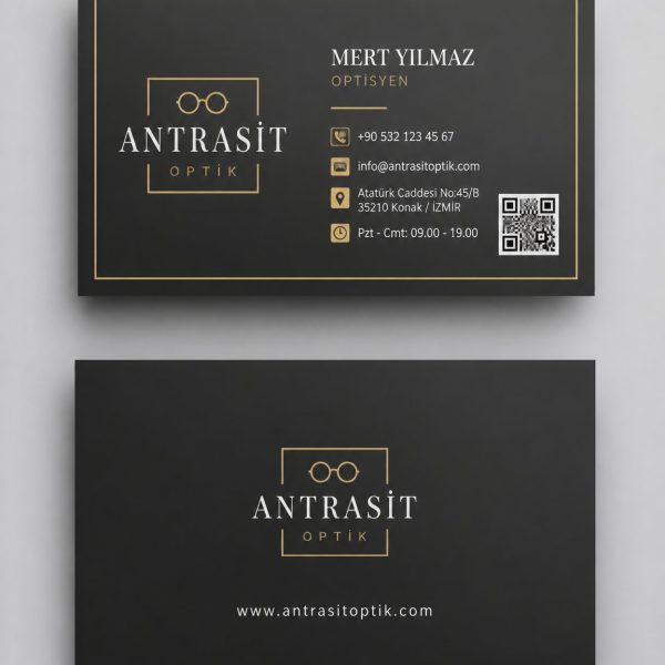 Antrasit Premium Gözlük Optik Optisyen Kartvizit Tasarımı