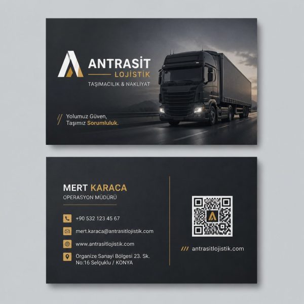 Antrasit Premium Lojistik Nakliyat Taşımacılık Kartvizit Tasarımı