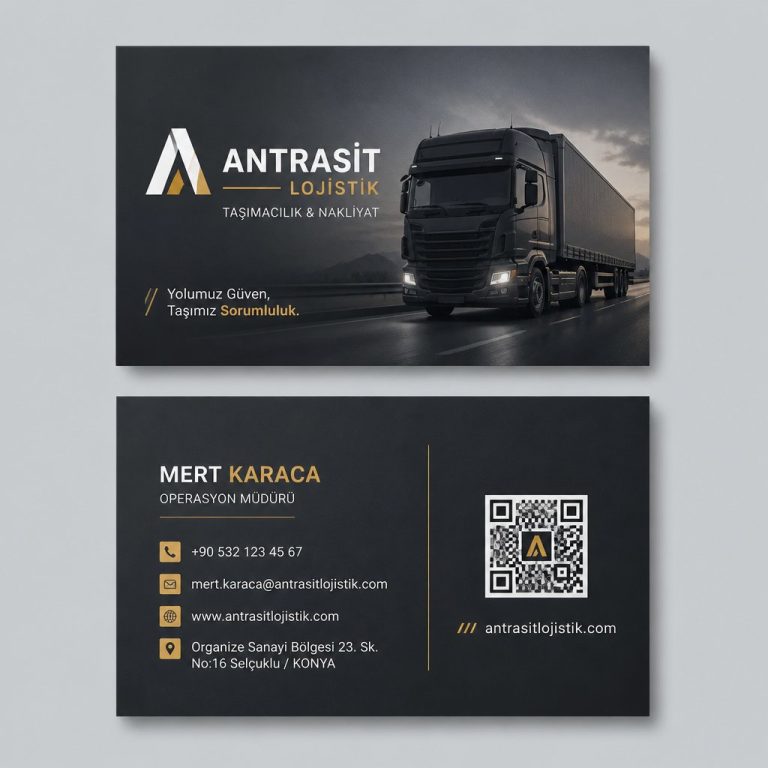 Antrasit Premium Lojistik Nakliyat Taşımacılık Kartvizit Tasarımı