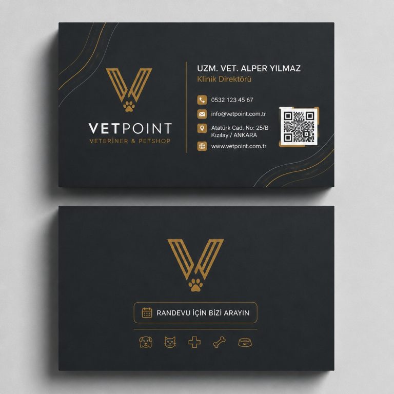 Antrasit Premium Veteriner Veteriner Petshop Kartvizit Tasarımı