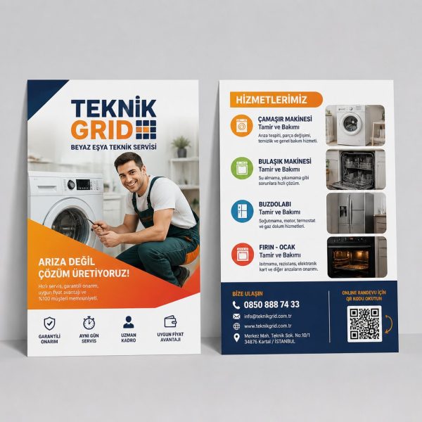 Beyaz EşYa Teknik Servisi Teknik Grid Firmaya Özel Broşür Tasarımı