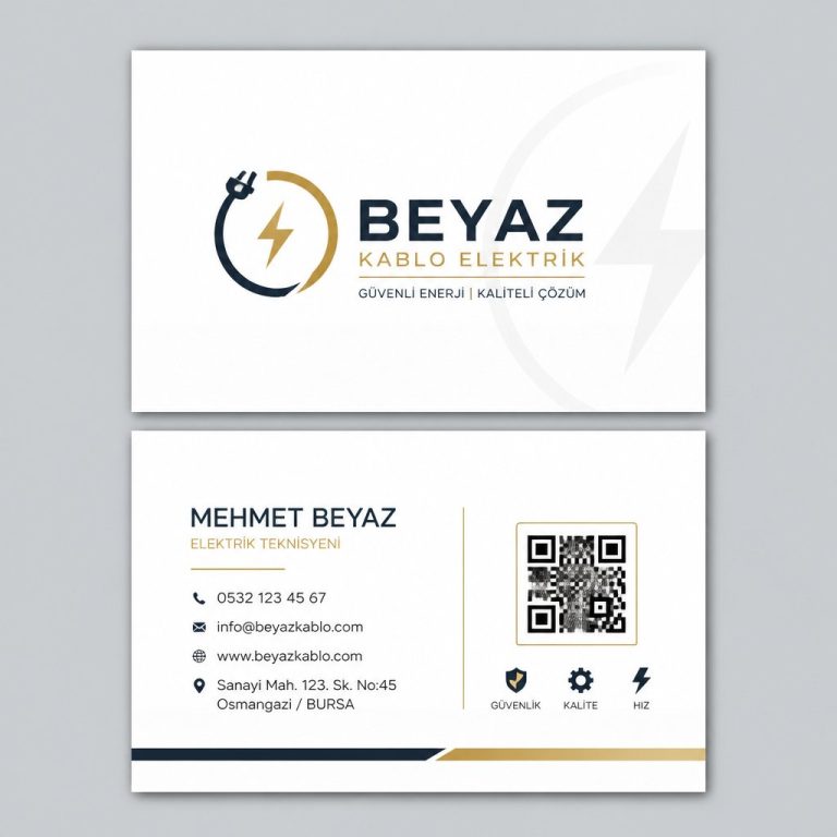 Beyaz Minimal Kablo Elektrikçi Kartvizit Tasarımı Beyaz Minimal Kablo Elektrikçi Kartvizit Tasarımı