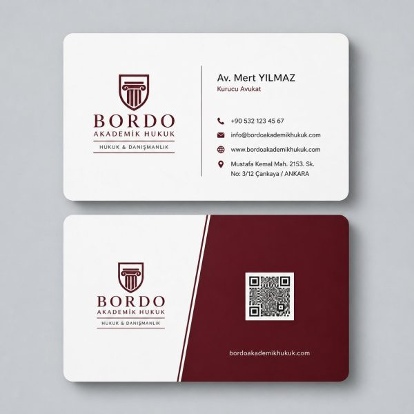 Bordo Akademik Hukuk Avukat Kartvizit Tasarımı