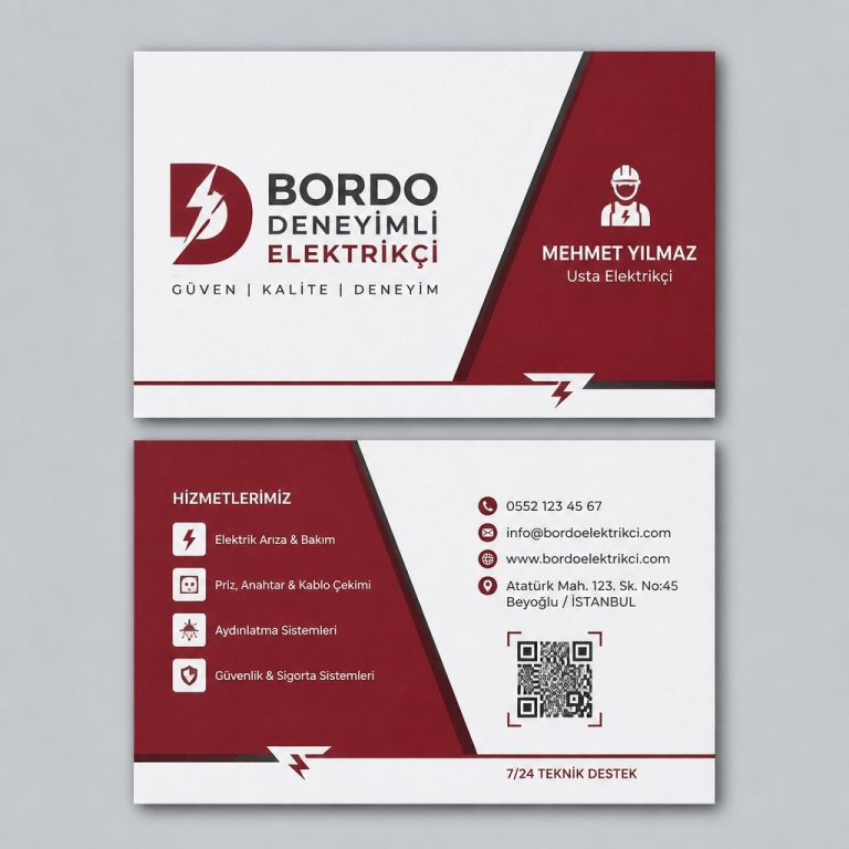 Bordo Deneyimli Elektrikçi Elektrikçi Kartvizit Tasarımı Bordo Deneyimli Elektrikçi Elektrikçi Kartvizit Tasarımı