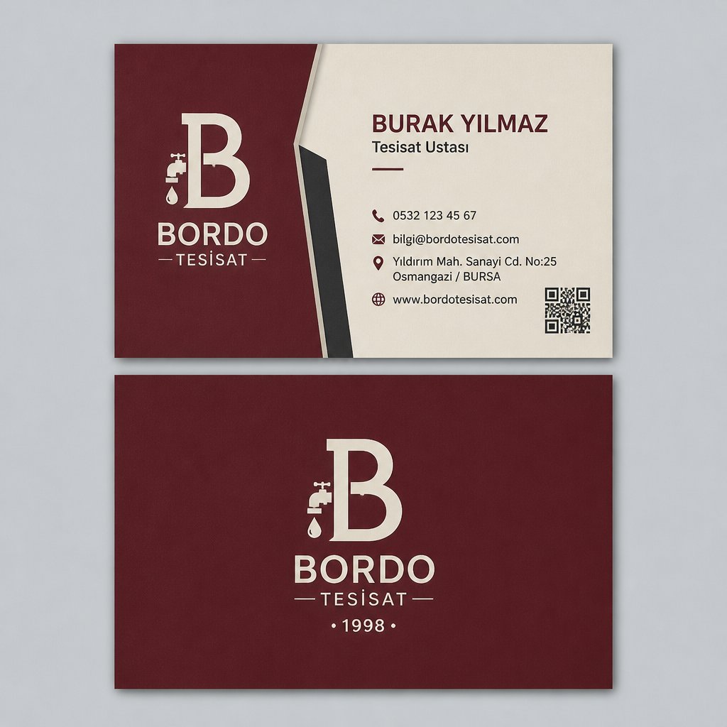 Bordo Deneyimli Usta Tesisatçı Kartvizit Tasarımı 1 Bordo Deneyimli Usta Tesisatçı Kartvizit Tasarımı