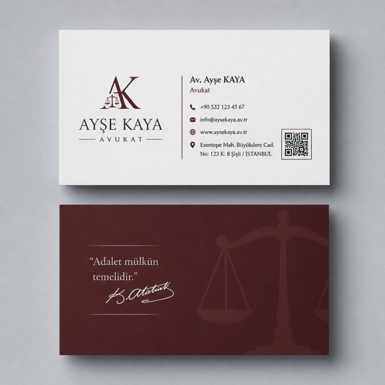 Bordo İmza Hattı Avukat Kartvizit Tasarımı