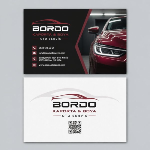 Bordo Kaporta Boya Oto Servis Kartvizit Tasarımı