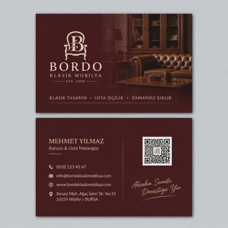 Bordo Klasik Mobilya Mobilyacı Marangoz Kartvizit Tasarımı Bordo Klasik Mobilya Mobilyacı Marangoz Kartvizit Tasarımı
