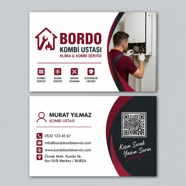 Bordo Kombi Ustası Klima Kombi Servisi Kartvizit Tasarımı