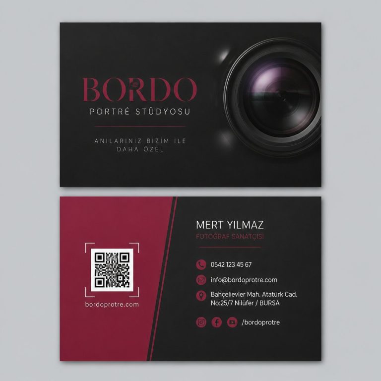 Bordo Portre Stüdyosu Fotoğrafçı Kartvizit Tasarımı