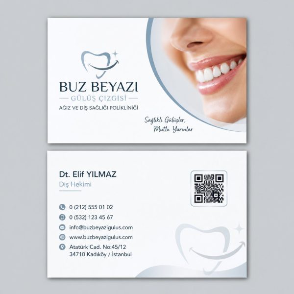 Buz Beyazı Gülüş Çizgisi Diş Hekimi Kartvizit Tasarımı