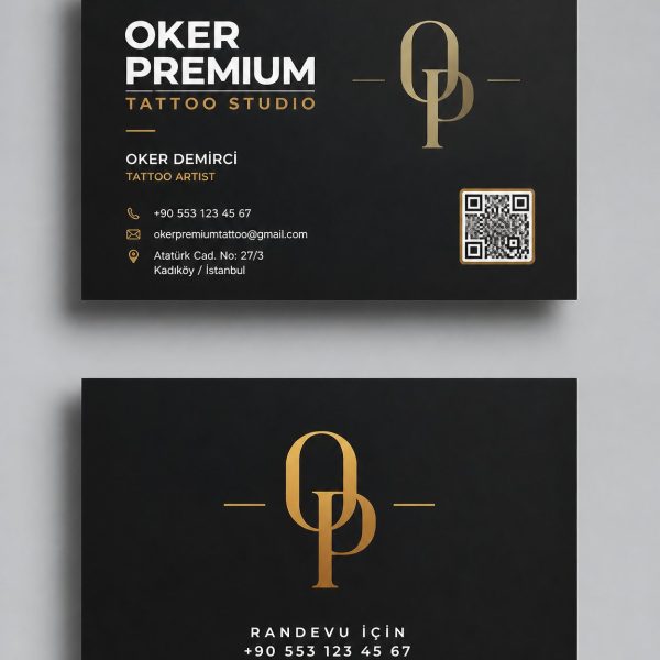 CMYK Oker Premium Tattoo Dövme Stüdyosu Kartvizit Tasarımı