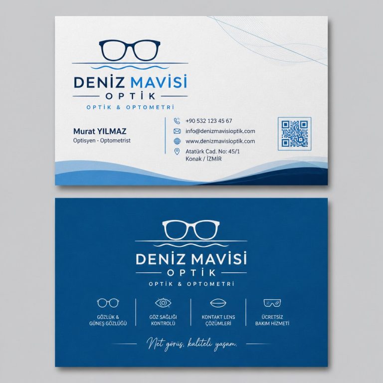 Deniz Mavisi Güneş Gözlüğü Optik Optisyen Kartvizit Tasarımı Deniz Mavisi Güneş Gözlüğü Optik Optisyen Kartvizit Tasarımı