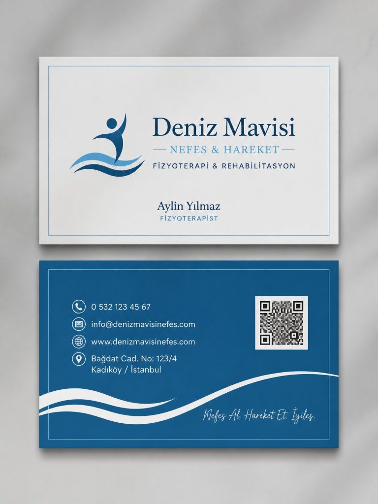Deniz Mavisi Nefes Hareket Fizyoterapist Kartvizit Tasarımı Deniz Mavisi Nefes Hareket Fizyoterapist Kartvizit Tasarımı