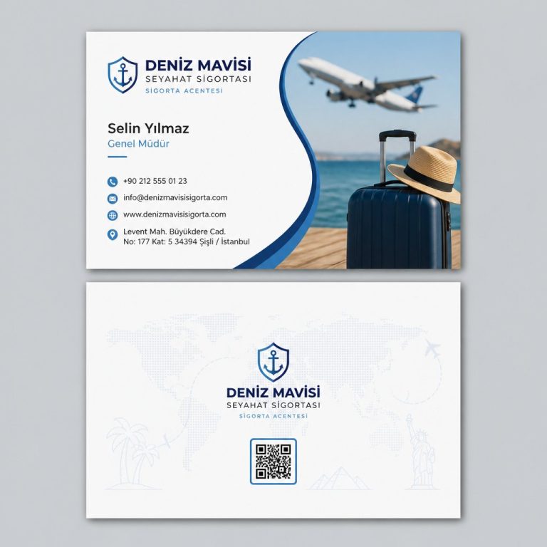Deniz Mavisi Seyahat Sigortası Sigorta Acentesi Kartvizit Tasarımı Deniz Mavisi Seyahat Sigortası Sigorta Acentesi Kartvizit Tasarımı