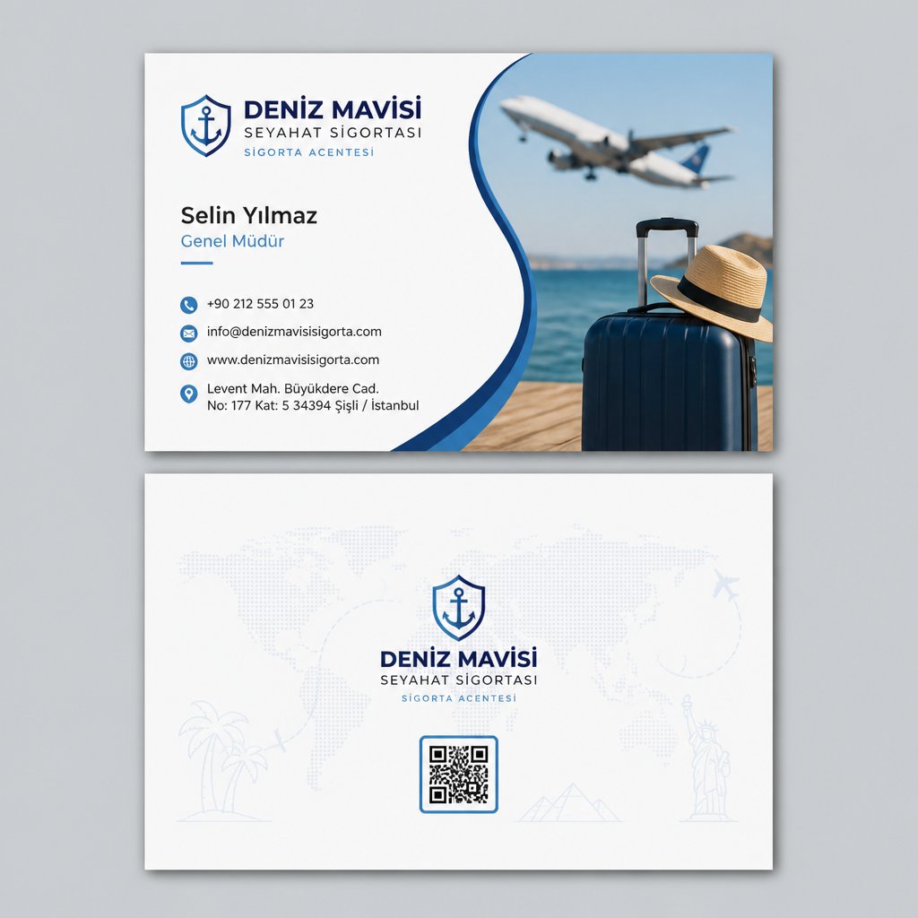 Deniz Mavisi Seyahat Sigortası Sigorta Acentesi Kartvizit Tasarımı 1 Deniz Mavisi Seyahat Sigortası Sigorta Acentesi Kartvizit Tasarımı