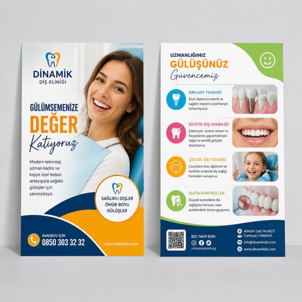 Diş Kliniğİ Dinamik Şerit Firmaya Özel Broşür Tasarımı