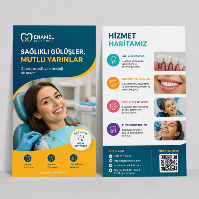 Diş Kliniğİ Hizmet Haritası Firmaya Özel Broşür Tasarımı