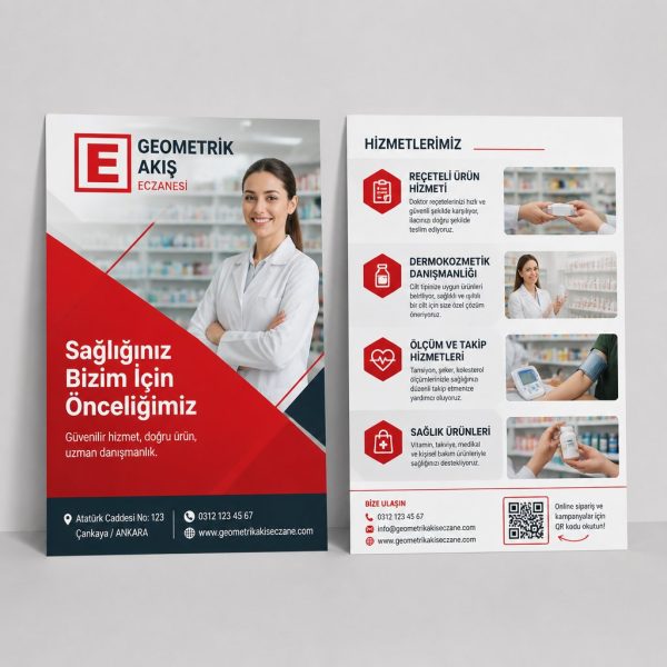 Eczane Geometrik Akış Firmaya Özel Broşür Tasarımı