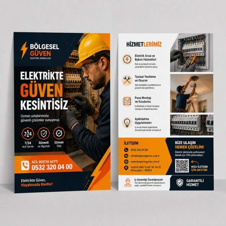 Elektrik Ustası Bölgesel Güven Firmaya Özel Broşür Tasarımı
