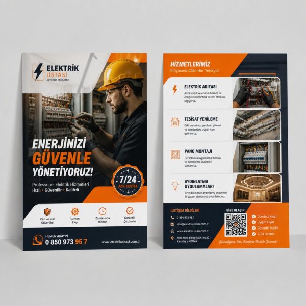 Elektrik Ustası Hizmet Haritası Firmaya Özel Broşür Tasarımı