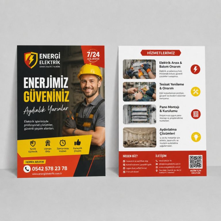 Elektrik Ustası İnsan Odaklı Güven Firmaya Özel Broşür Tasarımı
