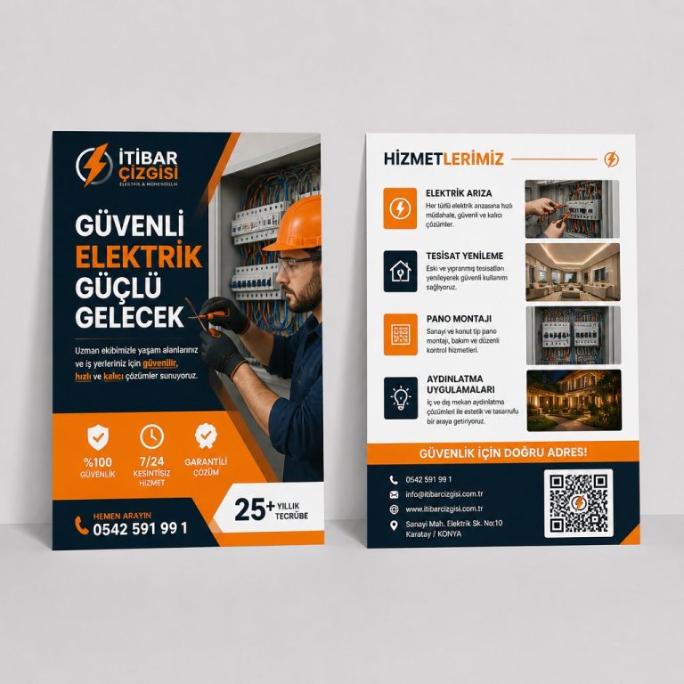 Elektrik Ustası İtibar Çizgisi Firmaya Özel Broşür Tasarımı