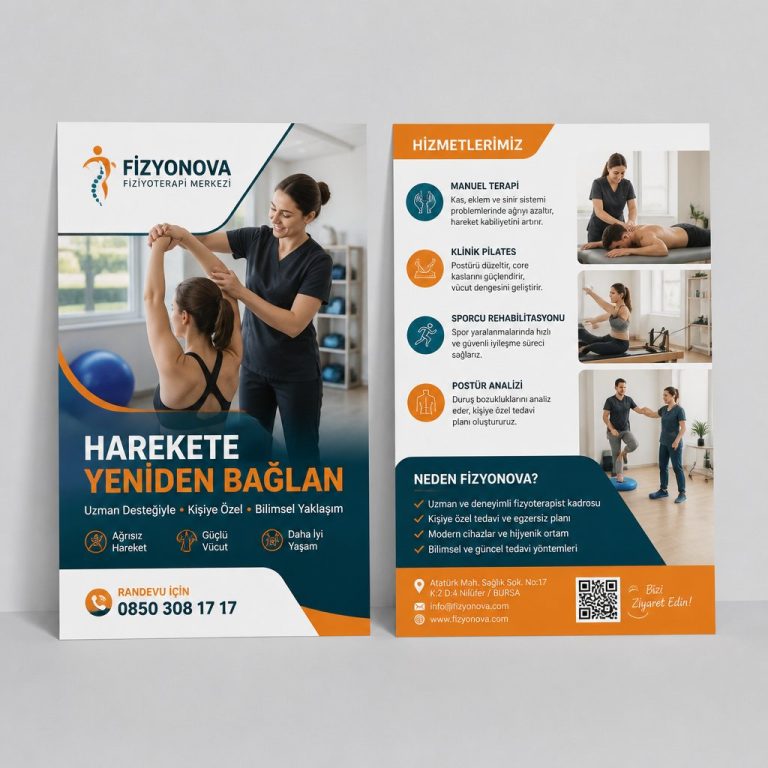 Fizyoterapi Merkezi Gerçek Mekân Hikâyesi Firmaya Özel Broşür Tasarımı