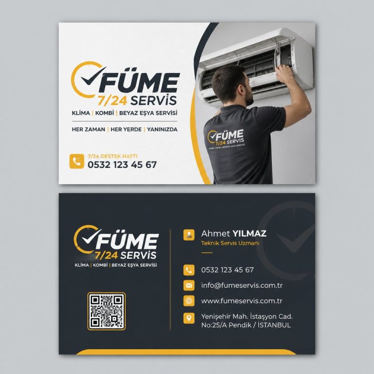 Füme 7/24 Servis Klima Kombi Servisi Kartvizit Tasarımı Füme 7/24 Servis Klima Kombi Servisi Kartvizit Tasarımı