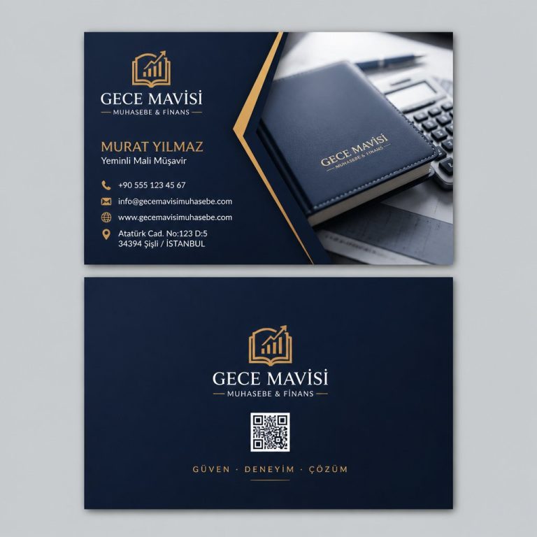 Gece Mavisi Defter Düzeni Muhasebe Finans Kartvizit Tasarımı