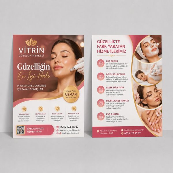 GüZellik Merkezi Editoryal Vitrin Firmaya Özel Broşür Tasarımı