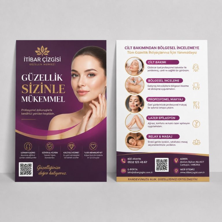 GüZellik Merkezi İtibar Çizgisi Firmaya Özel Broşür Tasarımı GüZellik Merkezi İtibar Çizgisi Firmaya Özel Broşür Tasarımı