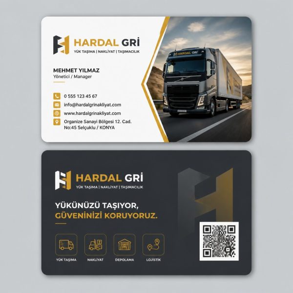 Hardal Gri Yük Taşıma Nakliyat Taşımacılık Kartvizit Tasarımı