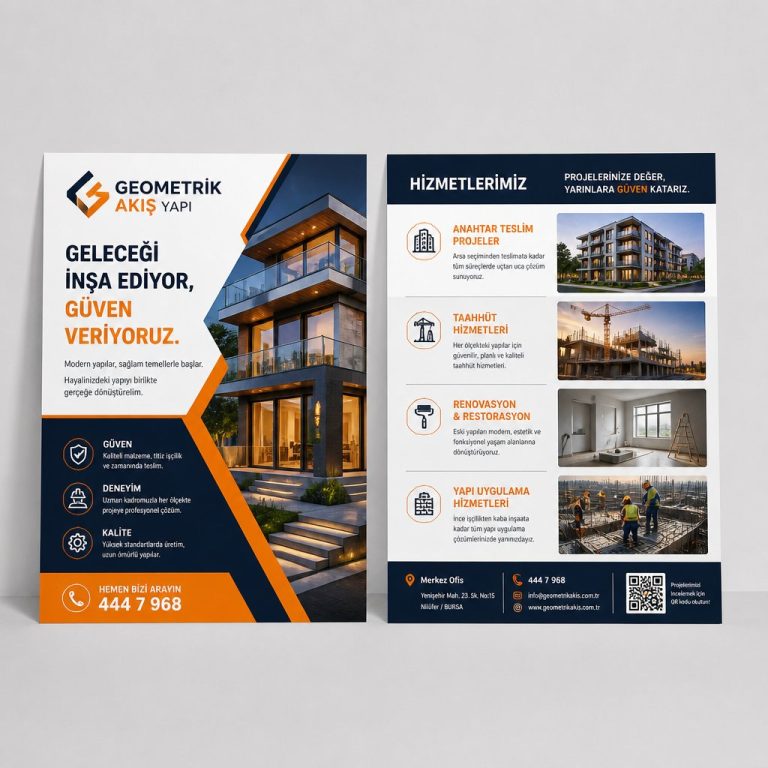 İnşAat Firması Geometrik Akış Firmaya Özel Broşür Tasarımı