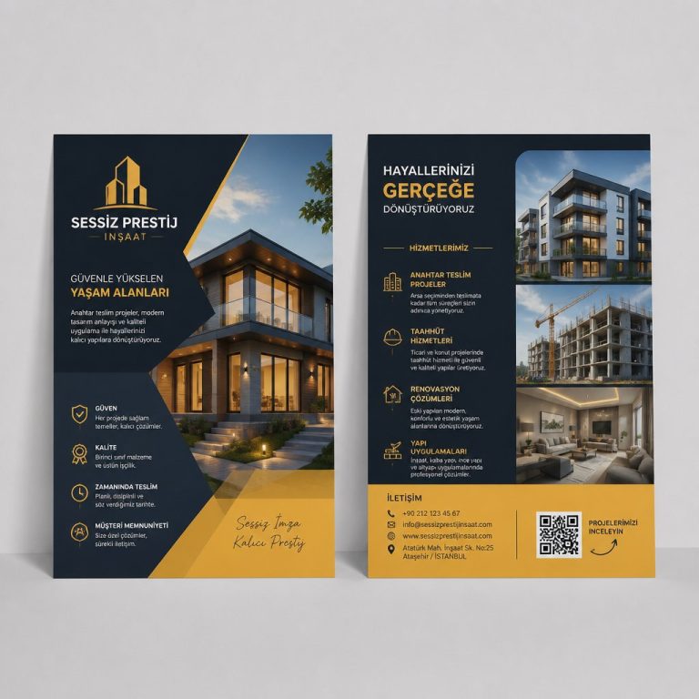 İnşAat Firması Sessiz Prestij Firmaya Özel Broşür Tasarımı İnşAat Firması Sessiz Prestij Firmaya Özel Broşür Tasarımı