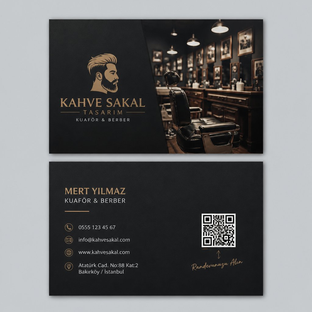 Kahve Sakal Tasarım Kuaför Berber Kartvizit Tasarımı 1 Kahve Sakal Tasarım Kuaför Berber Kartvizit Tasarımı