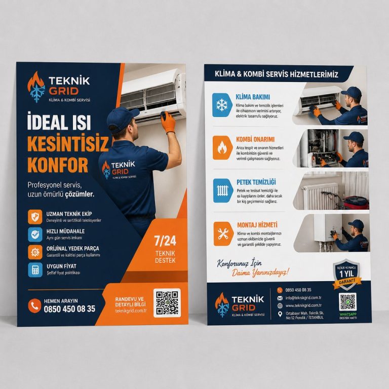 Klima Ve Kombi Servisi Teknik Grid Firmaya Özel Broşür Tasarımı Klima Ve Kombi Servisi Teknik Grid Firmaya Özel Broşür Tasarımı