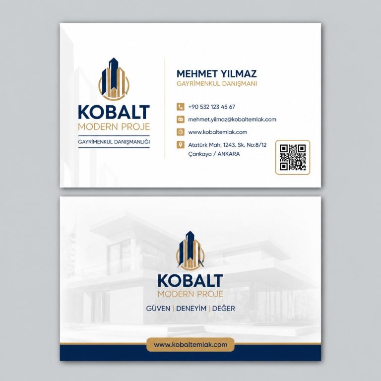 Kobalt Modern Proje Emlak Danışmanı Kartvizit Tasarımı