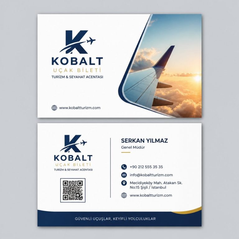 Kobalt Uçak Bileti Turizm Seyahat Acentesi Kartvizit Tasarımı