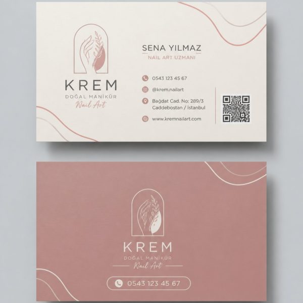 Krem Doğal Manikür Nail Art Kartvizit Tasarımı