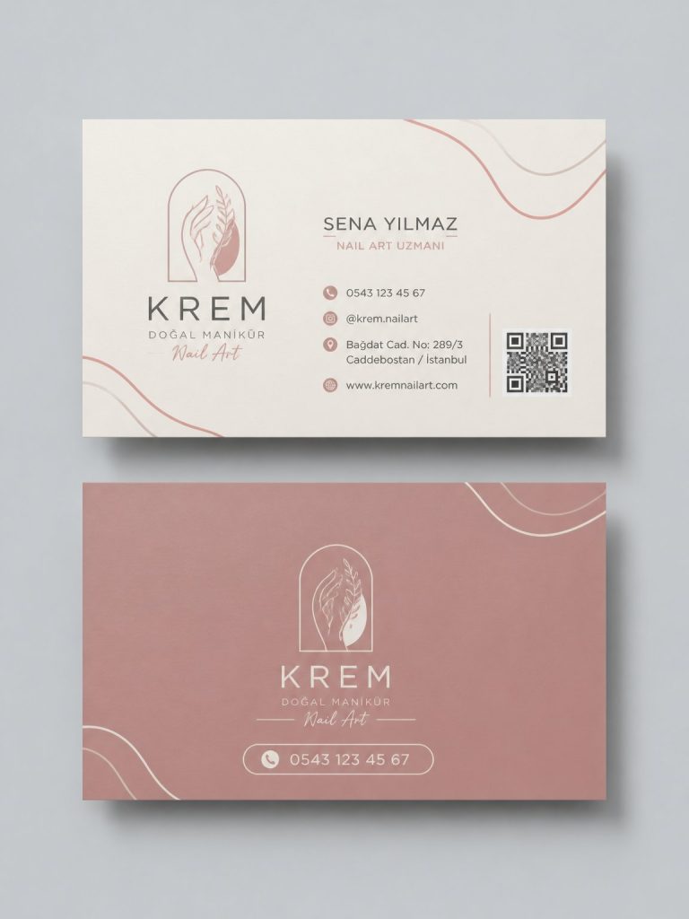 Krem Doğal Manikür Nail Art Kartvizit Tasarımı