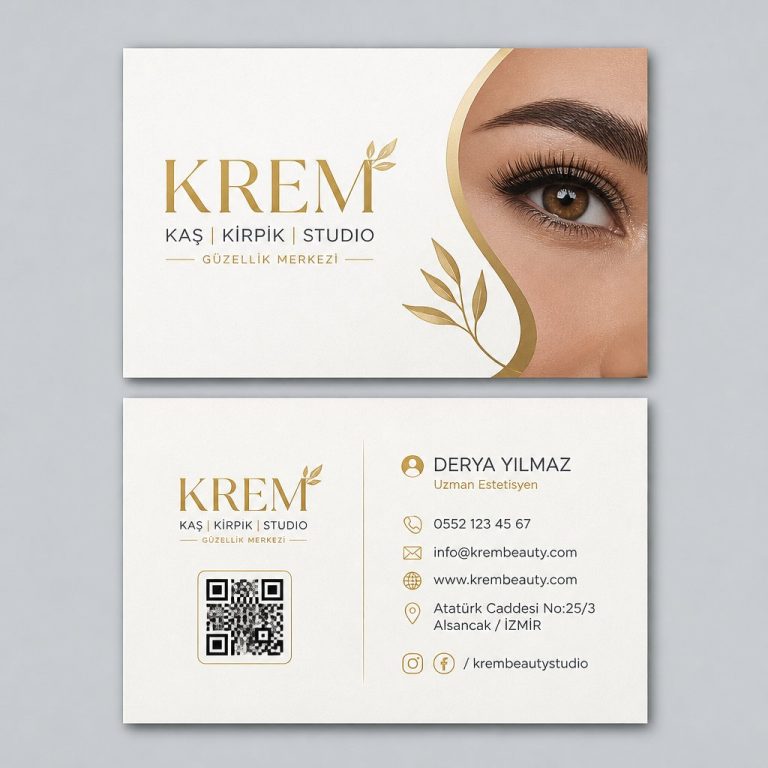 Krem Kaş Kirpik Studio Güzellik Merkezi Kartvizit Tasarımı Krem Kaş Kirpik Studio Güzellik Merkezi Kartvizit Tasarımı