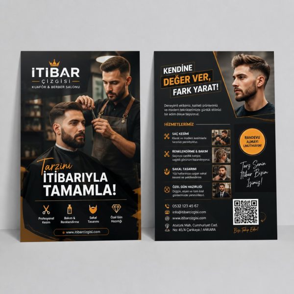 KuaföR Ve Berber Salonu İtibar Çizgisi Firmaya Özel Broşür Tasarımı