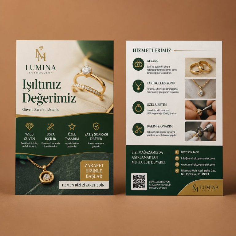 Kuyum MağAzası Hizmet Haritası Firmaya Özel Broşür Tasarımı