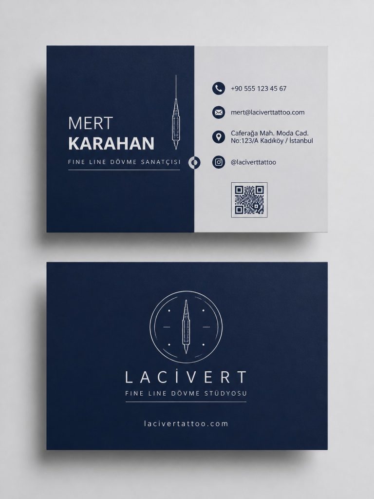 Lacivert Fine Line Dövme Stüdyosu Kartvizit Tasarımı Lacivert Fine Line Dövme Stüdyosu Kartvizit Tasarımı