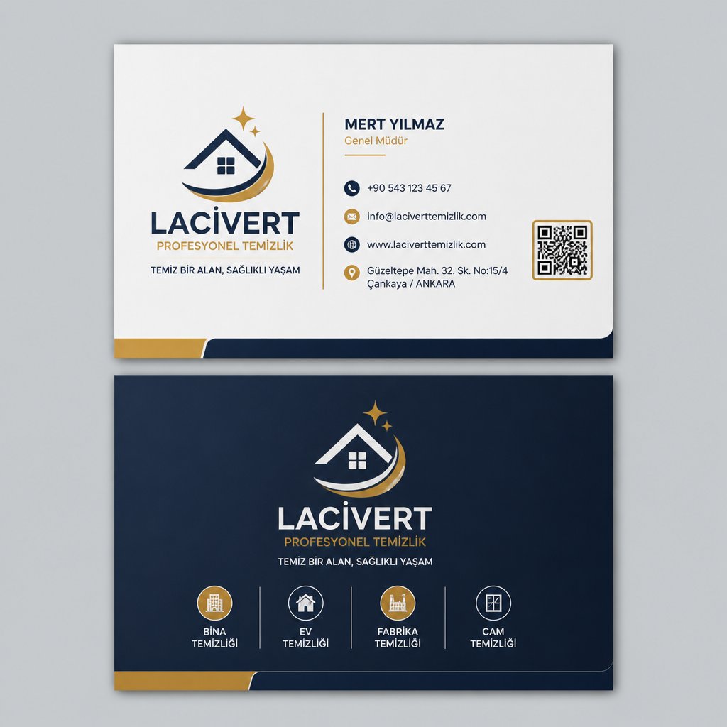 Lacivert Oker Kurumsal Temizlik Temizlik Firması Kartvizit Tasarımı 1 Lacivert Oker Kurumsal Temizlik Temizlik Firması Kartvizit Tasarımı